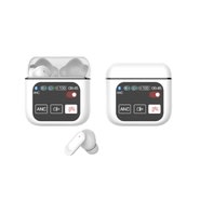 Vezeték nélküli fülhallgató VisionBass Pro - Bluetooth 5.4 fülhallgató beépített kijelzővel, ANC zajcsökkentéssel és erős basszussal - moonlight white