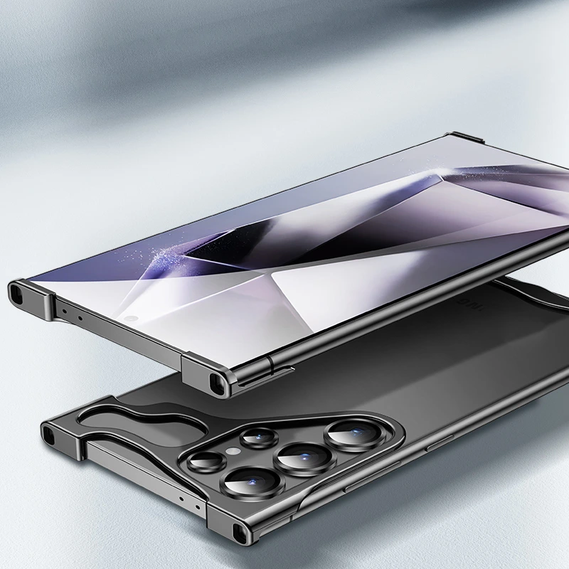 Minimalista tok "Naked Metal" alumínium sarokvédelemmel és hátsó kamera üvegfóliával Xiaomi 14 készülékekhez - titanium silver