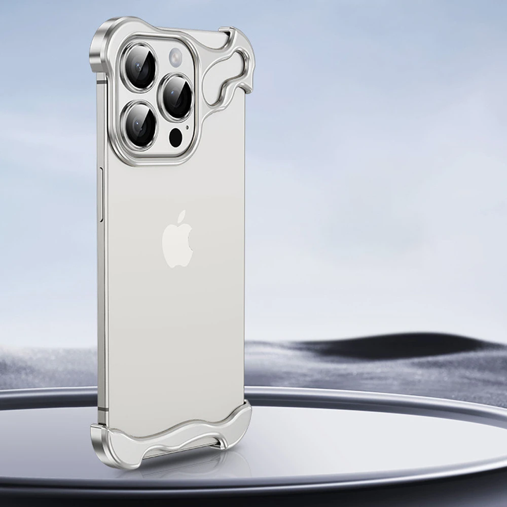 Minimalista tok "Naked Metal" alumínium sarokvédelemmel és hátsó kamera üvegfóliával iPhone 12 Pro készülékekhez - titanium silver