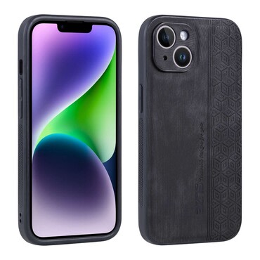 Prémium tok Cube Leather beépített hátsó kamera védelemmel iPhone 16 készülékekhez - graphite black