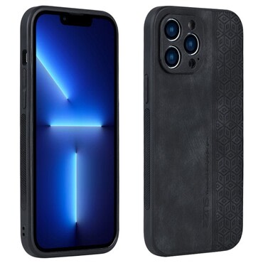 Prémium tok Cube Leather beépített hátsó kamera védelemmel iPhone 16 Pro készülékekhez - graphite black