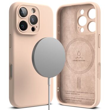 Tok Ringke "Silicone Magnetic" iPhone 16 Pro készülékekhez - pink sand