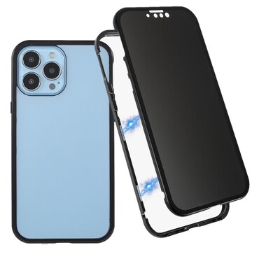 Mágneses Full-body tok "Stronghold Dark" sötétített privacy üveggel iPhone 16 Pro Max készülékekhez - fekete
