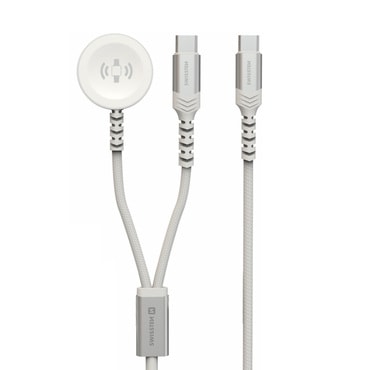 2in1 Vezeték nélküli töltőállomás Swissten Apple Watch órákhoz és USB-C kábellel Apple készülékekhez - fehér 2in1 Vezeték nélküli töltőállomás Swissten Apple Watch órákhoz és USB-C kábellel Apple készülékekhez - fehér