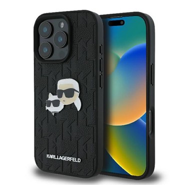 Eredeti tok Karl Lagerfeld "Monogram Karl & Chaoupette" iPhone 16 Pro készülékekhez - black