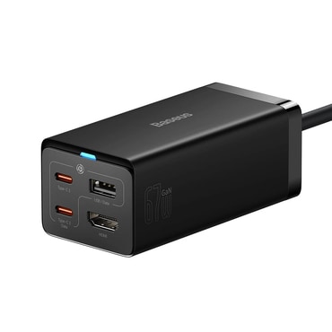Fali töltőadapter Baseus "GAN5 Pro 100W" HDMI, USB-A és 2x USB-C kimenettel és tartozék USB-C kábellel - fekete Fali töltőadapter Baseus "GAN5 Pro 100W" HDMI, USB-A és 2x USB-C kimenettel és tartozék USB-C kábellel - fekete