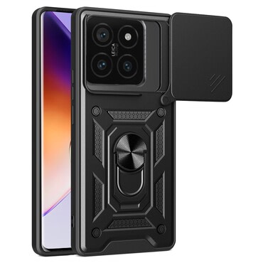 Strapabíró tok "MaX-Armor" gyűrűvel, fém lappal és hátsó kamera védelemmel Xiaomi 14T készülékekhez - army black Strapabíró tok "MaX-Armor" gyűrűvel, fém lappal és hátsó kamera védelemmel Xiaomi 14T készülékekhez - army black