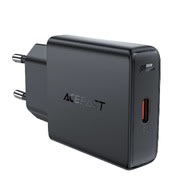 Acefast „A65” ultra vékony fali töltőadapter GaN technológiával és 1x USB-C 20W kimenettel - fekete