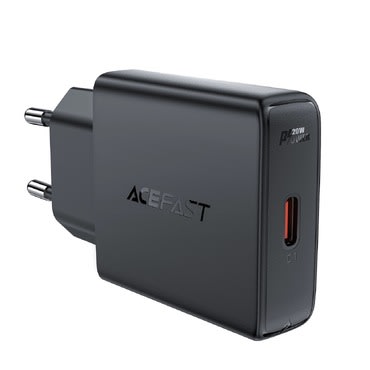 Acefast „A65” ultra vékony fali töltőadapter GaN technológiával és 1x USB-C 20W kimenettel - fekete Acefast „A65” ultra vékony fali töltőadapter GaN technológiával és 1x USB-C 20W kimenettel - fekete