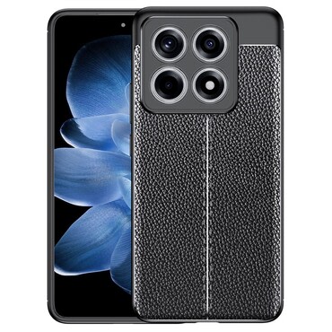 Elegáns gél tok Elite Guard bőr textúrával és extra védelemmel az oldalakon Xiaomi 14T Pro készülékekre - obsidian black
