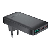 Acefast "A100" prémium ultravékony fali töltőadapter GaN technológiával, 1x USB-A és 2x USB-C kimenettel 65 W - fekete