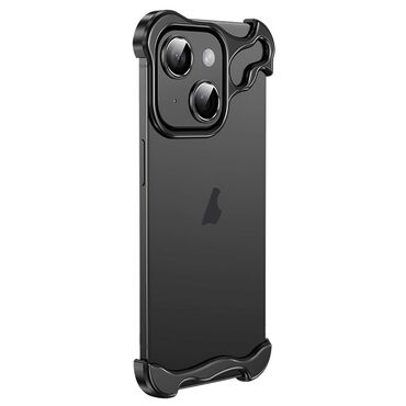 Minimalista tok "Naked Metal" alumínium sarokvédelemmel és hátsó kamera üvegfóliával iPhone 16 Plus készülékekhez - onyx black