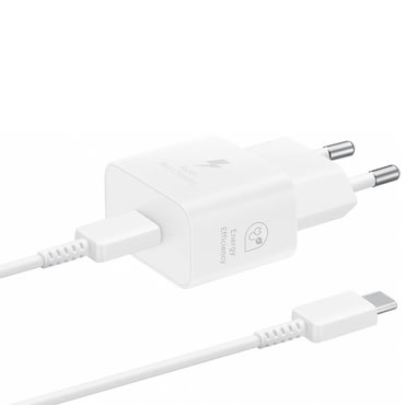 Eredeti fali töltő és USB-C kábel Samsung EP-T2510X 25W - fehér Eredeti fali töltő és USB-C kábel Samsung EP-T2510X 25W - fehér