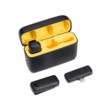 Techsuit "LW3" 2-pack vezeték nélküli nyakkendő mikrofon - kiváló minőségű mikrofon 20m hatótávolsággal, Lightning csatlakozóval - fekete