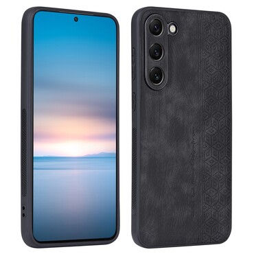 Prémium tok Cube Leather beépített hátsó kamera védelemmel Samsung Galaxy S24 FE készülékekhez - graphite black