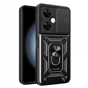 Strapabíró tok "MaX-Armor" gyűrűvel, fém lappal és hátsó kamera védelemmel Xiaomi Poco F6 készülékekhez - army black