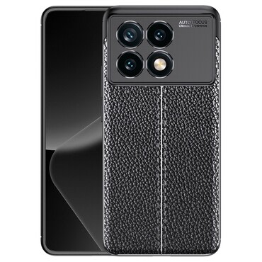 Elegáns gél tok Elite Guard bőr textúrával és extra védelemmel az oldalakon Xiaomi Poco F6 Pro készülékekre - obsidian black