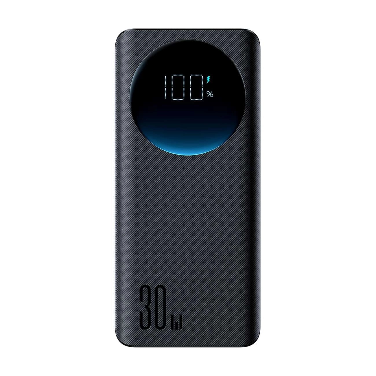 Joyroom "JR-PBF02" power bank 30000 mAh, három kimenettel, beépített lámpával, QC 3.0 30W és USB-C kábellel - fekete