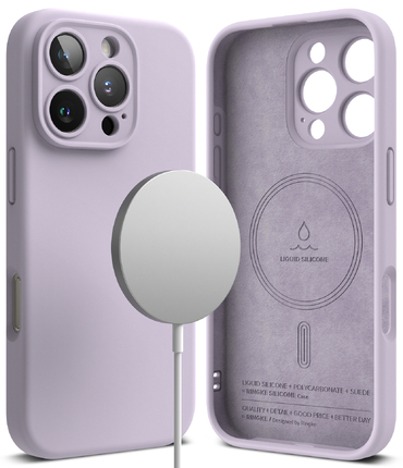 Tok Ringke "Silicone Magnetic" iPhone 16 Pro készülékekhez - light purple