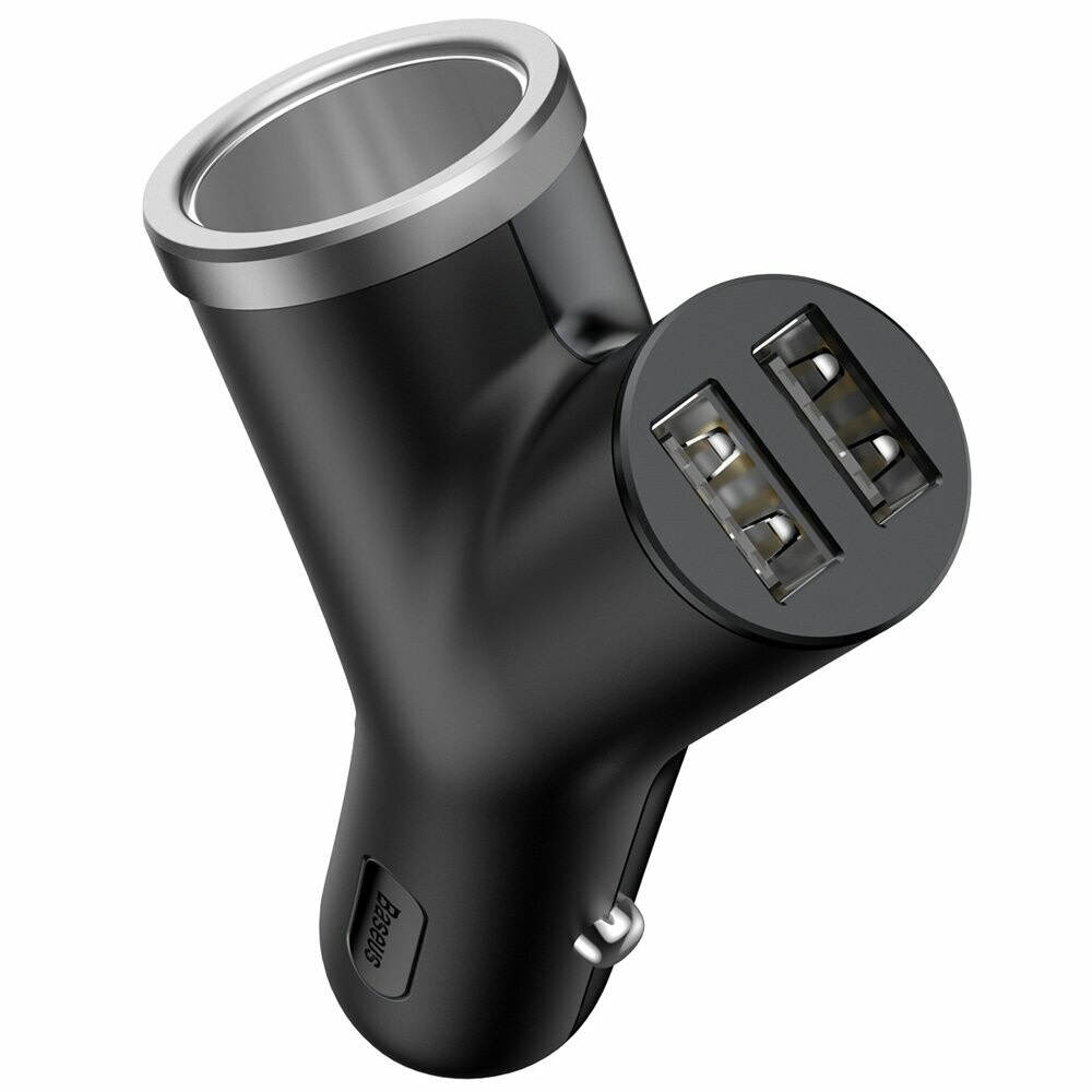 Baseus "Y Type" autós töltő extra felosztó fejjel és két USB-A kimenettel