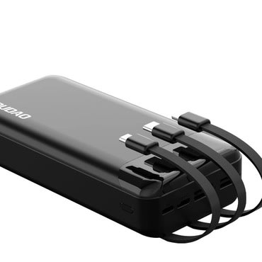 Dudao "K6 Pro Plus" power bank 2x USB és 1x USB-C kimenettel és beépített kábelekkel - 20000 mAh - fekete