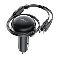 Acefast "B13" 2 az 1-ben Autós gyorstöltő  53W, QC, PD, egy USB kimenettel és visszahúzható kábellel