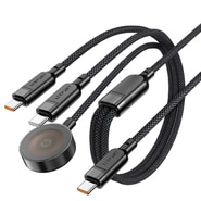 Acefast "C6" 3 az 1-ben töltő- és adatkábel  gyorstöltéshez 100 W - 1,2 m - fekete Acefast "C6" 3 az 1-ben töltő- és adatkábel  gyorstöltéshez 100 W - 1,2 m - fekete