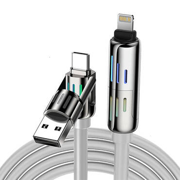 USB-C, Lightning és USB-A 4v1 töltőkábel és adatkábel Blitzwolf "HDC6" 240W - 1.2m - szürke USB-C, Lightning és USB-A 4v1 töltőkábel és adatkábel Blitzwolf "HDC6" 240W - 1.2m - szürke