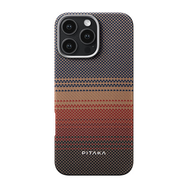 Prémium tok Pitaka "Tactile Woven MagEZ 5" iPhone 16 Pro készülékhez - naplemente