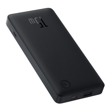 Baseus "Airpow Lite 15W" power bank egy USB-C és egy USB bemenettel, valamint USB-C kábellel - 10000 mAh - fekete Baseus "Airpow Lite 15W" power bank egy USB-C és egy USB bemenettel, valamint USB-C kábellel - 10000 mAh - fekete