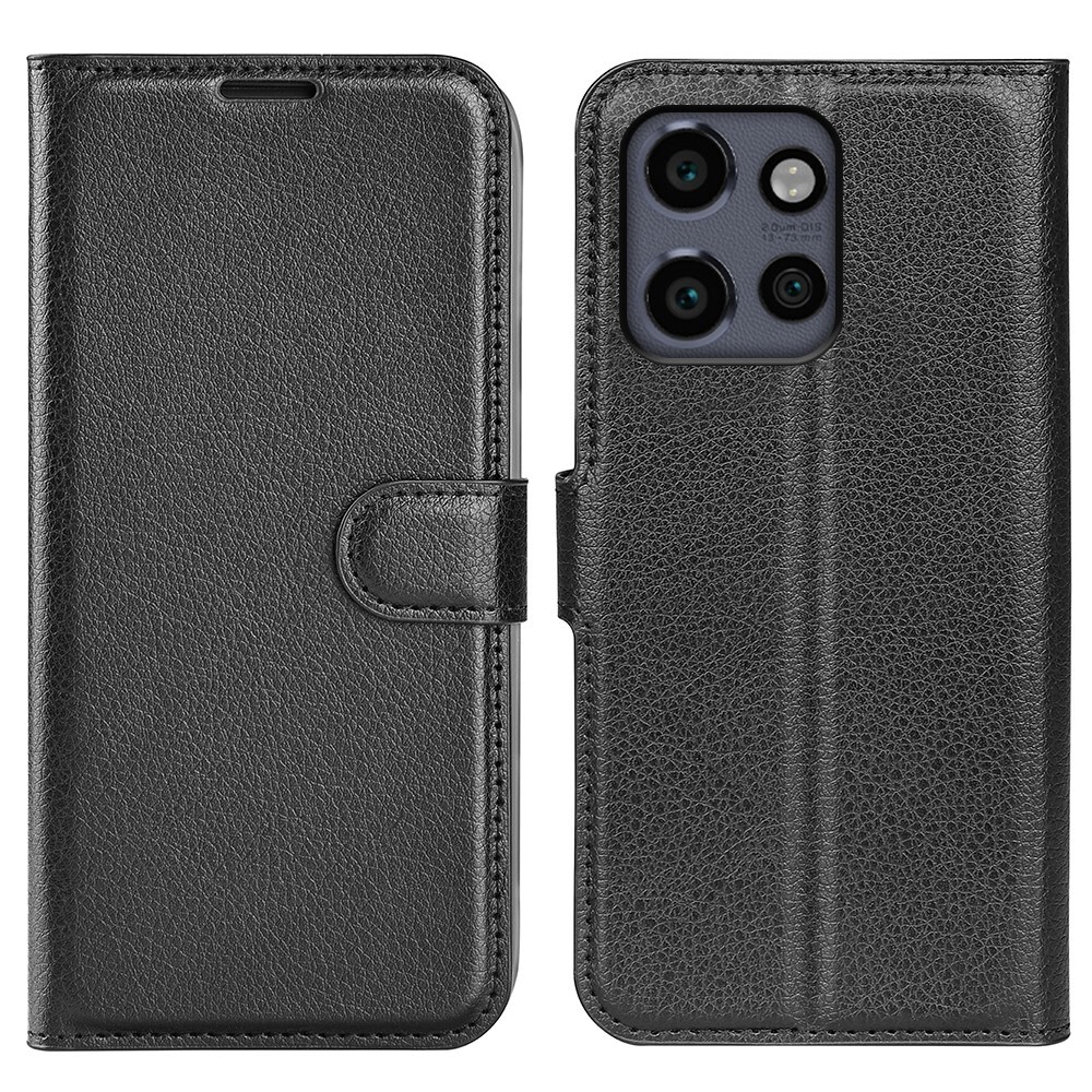 Nyitható tok "Litchi" Motorola Edge 50 Neo készülékekhez - fekete