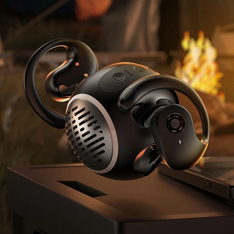 Vezeték nélküli fülhallgató SoundSphere 2in1 hangszóróval - OpenEar Bluetooth 5.4 fülhallgató, töltőállomásba épített hangszóróval - space black