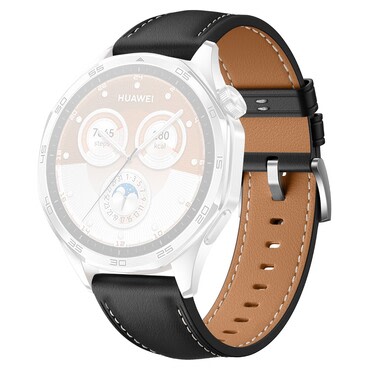 Bőr óraszíj "LeatherFit" Huawei Watch GT5 / GT5 Pro / GT4 (46 mm) órákhoz - fekete