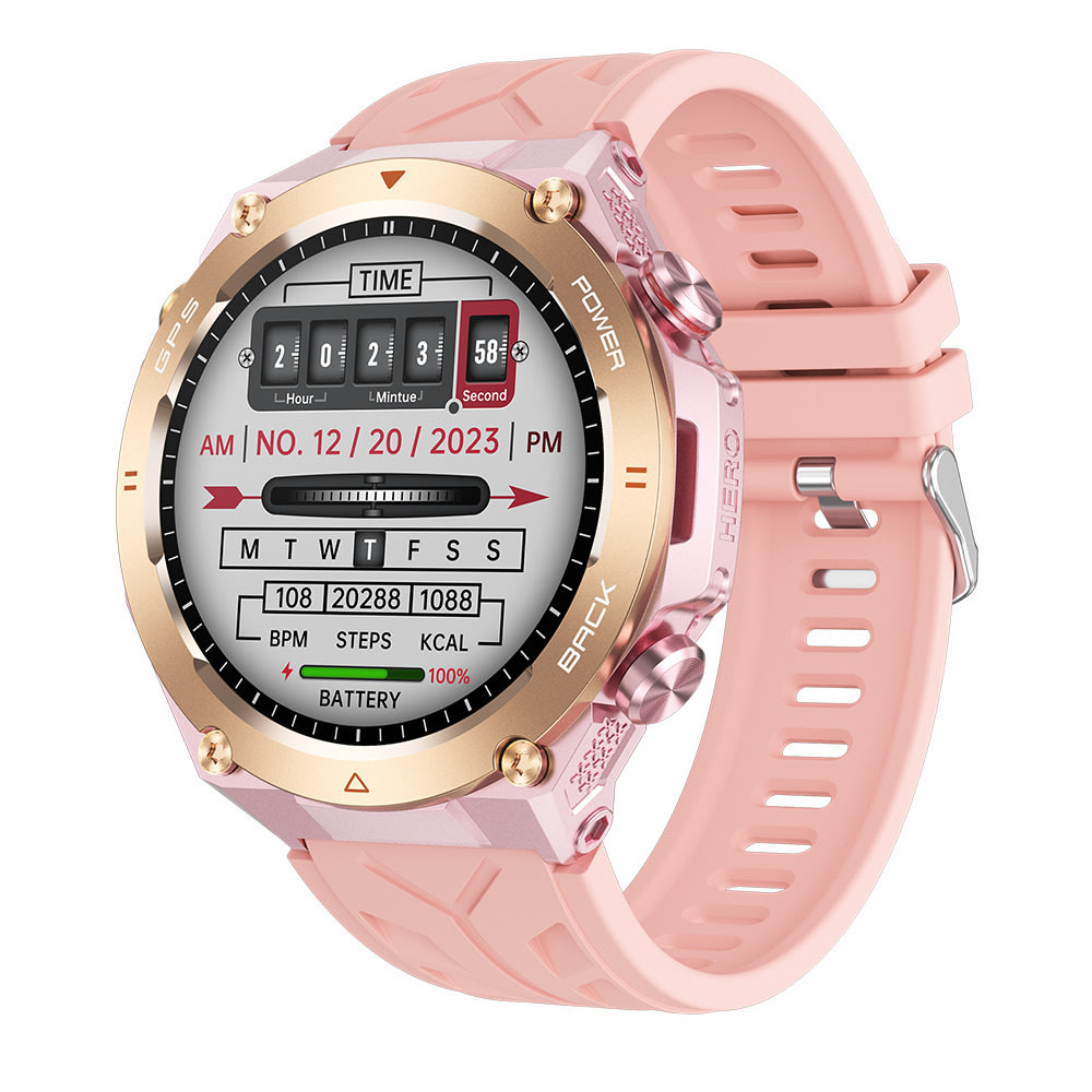 Adventure GPS Pro sport okosóra beépített GPS-szel, hosszú élettartamú akkumulátorral és nagy képernyővel - rózsaszín