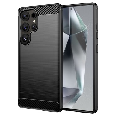 TPU gél tok "Brushed Carbon" Samsung Galaxy S25 Ultra készülékekhez - fekete