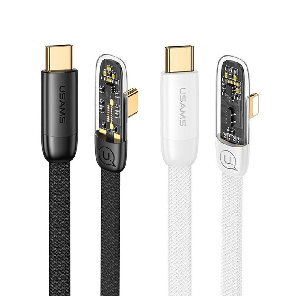 USAMS SlimCharge fonott kábel oldalsó csatlakozóvel és gyorstöltéssel akár 100 W-ig - Több kombináció és hosszúság!