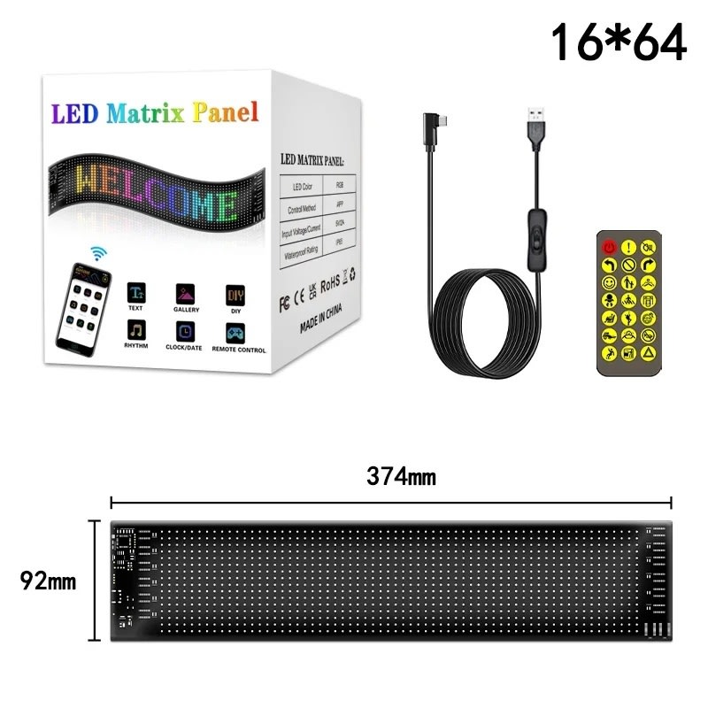 LED Matrix: Intelligens RGB kijelző animációkkal és intelligens applikációval - 37 cm