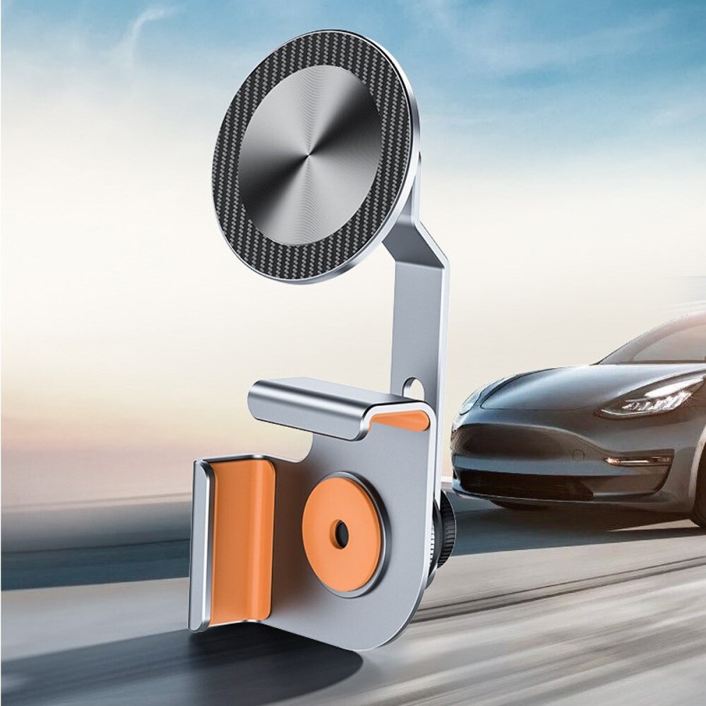 MagScreen Pro alumínium mágneses telefontartó - Tesla vagy más járművek képernyőjére rögzíthető - narancssárga króm