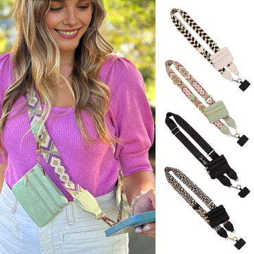 Urban Strap telefonszíj: Divatos, állítható kereszttartós telefonszíj 3 az 1-ben pénztárcával