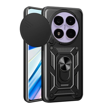 Strapabíró tok "MaX-Armor" gyűrűvel, fém lappal és hátsó kamera védelemmel Xiaomi Note 14 Pro 5G / Poco X7 készülékekhez - army black