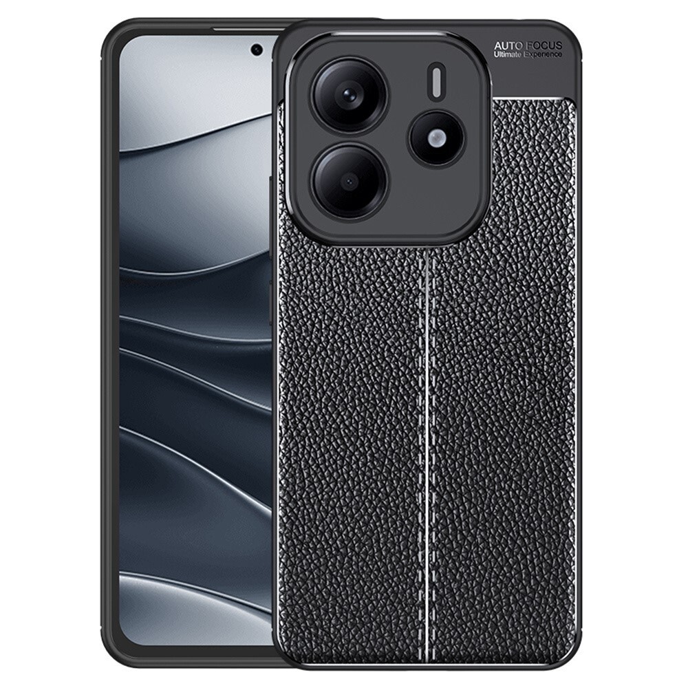 Elegáns gél tok Elite Guard bőr textúrával és extra védelemmel az oldalakon Xiaomi Redmi Note 14 4G készülékekre - obsidian black