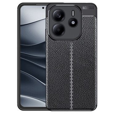 Elegáns gél tok Elite Guard bőr textúrával és extra védelemmel az oldalakon Xiaomi Redmi Note 14 5G készülékekre - obsidian black
