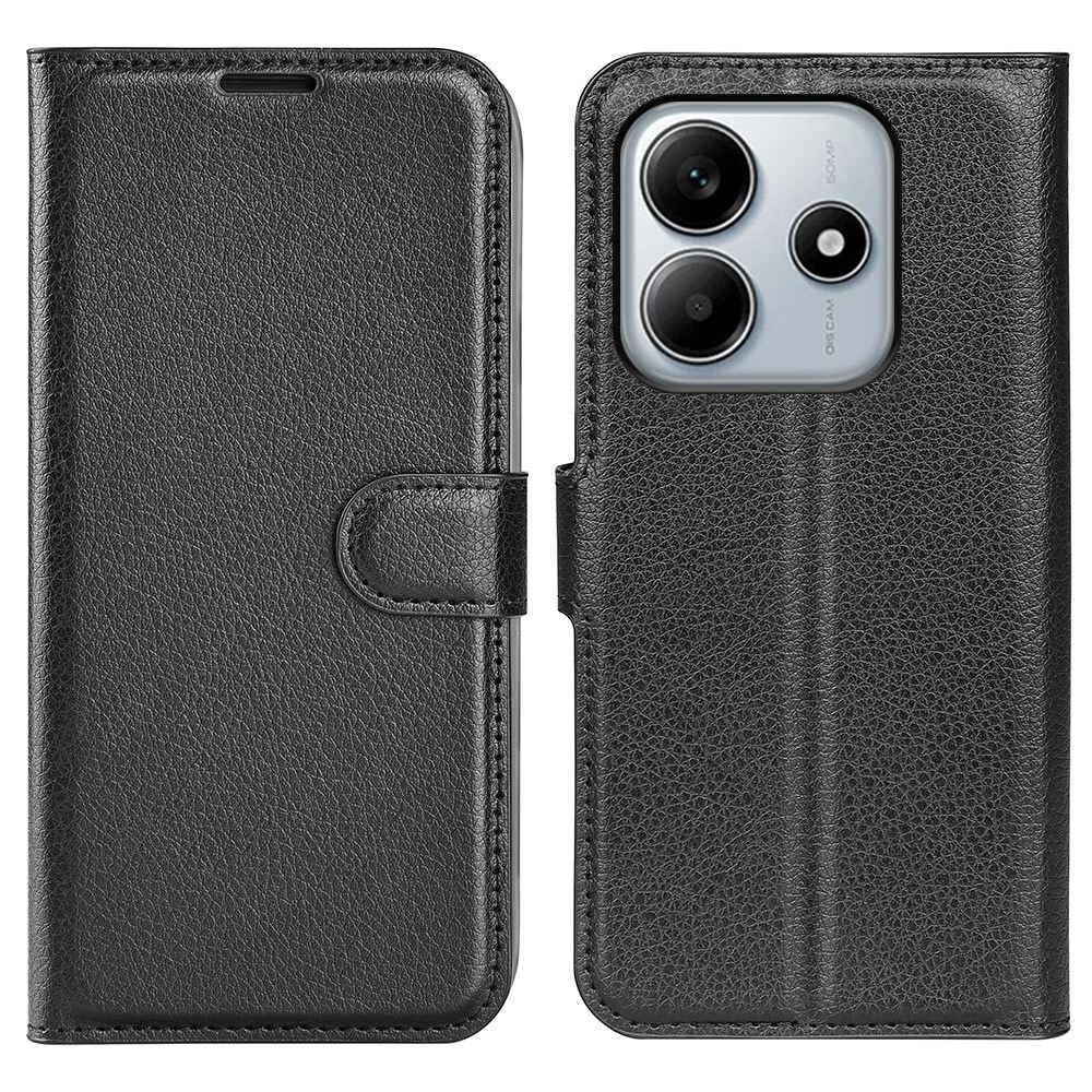 Nyitható tok "Litchi" Xiaomi Redmi Note 14 5G készülékekhez - fekete