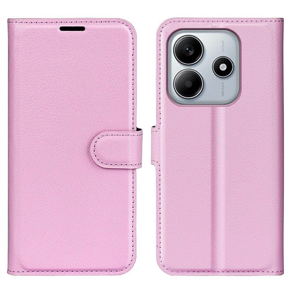 Nyitható tok "Litchi" Xiaomi Redmi Note 14 5G készülékekhez - rózsaszín