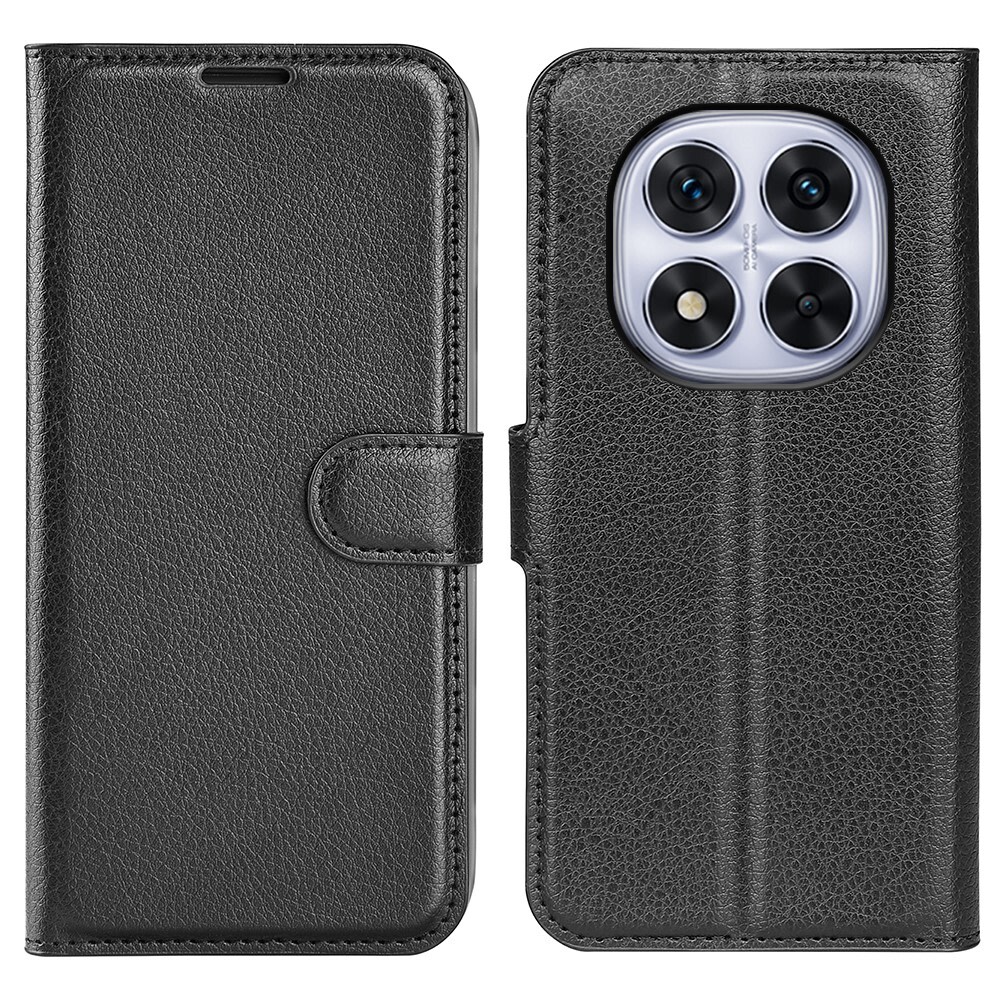 Nyitható tok "Litchi" Xiaomi Redmi Note 14 Pro 5G / Poco X7 készülékekhez - fekete