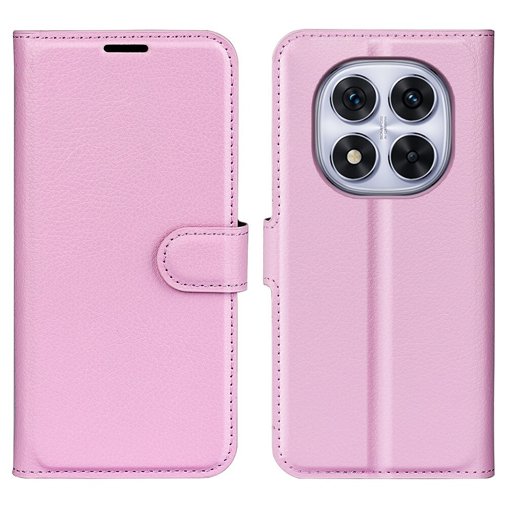 Nyitható tok "Litchi" Xiaomi Redmi Note 14 Pro 5G / Poco X7 készülékekhez - rózsaszín