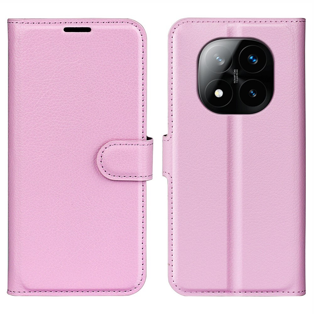 Nyitható tok "Litchi" Xiaomi Redmi Note 14 Pro Plus 5G készülékekhez - rózsaszín