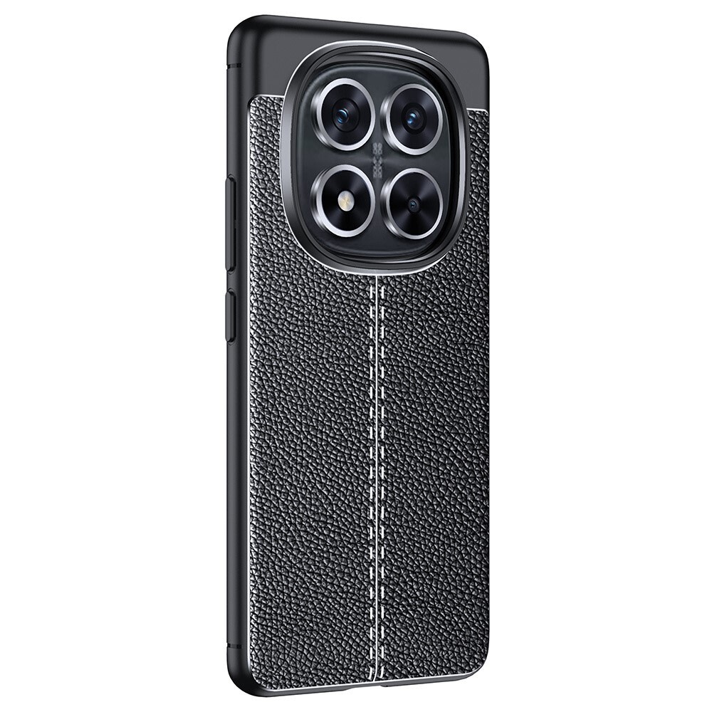 Elegáns gél tok Elite Guard bőr textúrával és extra védelemmel az oldalakon Xiaomi Redmi Note 14 Pro 5G / Redmi Note 14 Pro Plus / Poco X7 készülékekre - obsidian black