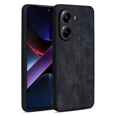 Prémium tok Cube Leather beépített hátsó kamera védelemmel Xiaomi Redmi Note 14 5G készülékekhez - graphite black