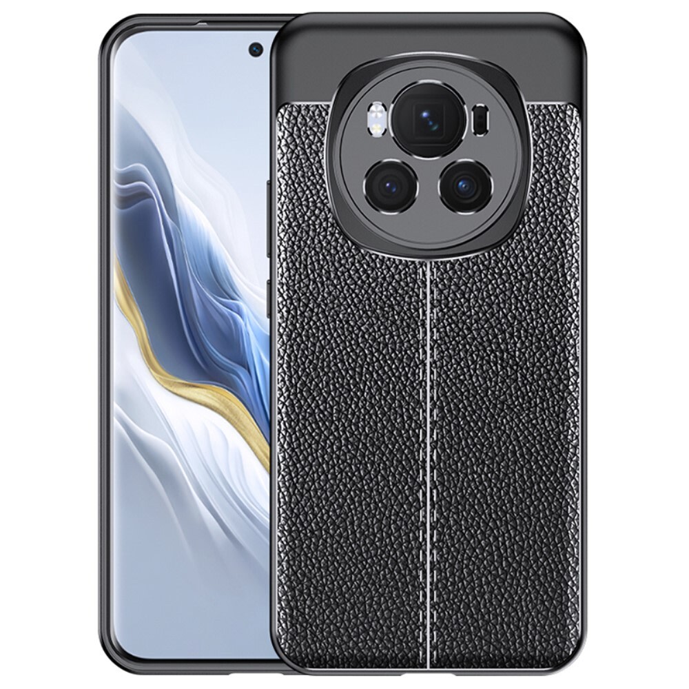 Elegáns gél tok Elite Guard bőr textúrával és extra védelemmel az oldalakon Honor Magic7 Pro készülékekre - obsidian black